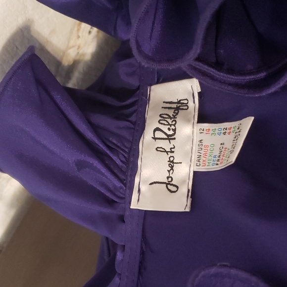 Royal purple joseph rip-off statement blouse with diamond buttons size 12 - Picture 6 of 6